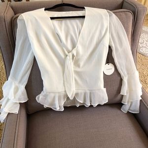 Tularosa flounce top  in cream XS